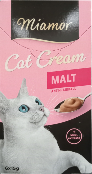 Miamor Cat Cream Malt Anti-Hairball - cremiger Malz-Snack für Katzen - 16 Packungen (entspricht 96 x 15 g)