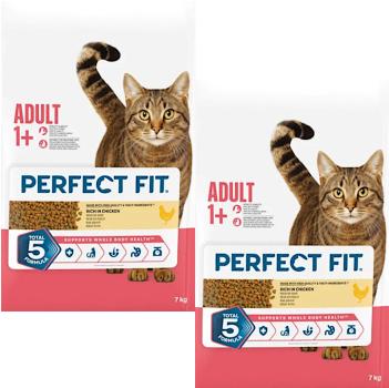 Perfect Fit Adult 1+ Reich an Huhn 2 x 7 kg für ausgewachsene Katzen ab 1 Jahr