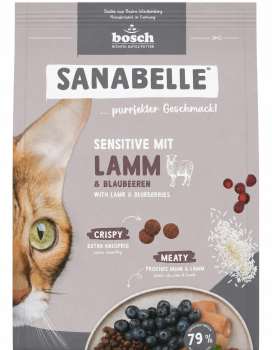 Sanabelle Sensitive mit Lamm & Blaubeeren - 2 kg - für ernährungssensible Katzen