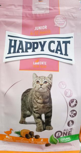 Happy Cat Junior mit Land-Ente - 4 kg - Trockenfutter für Jungkatzen von 4 bis 12 Monaten