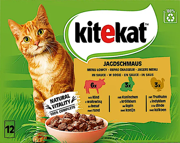 Kitekat Jagdschmaus in Sauce - 12 Packungen mit je 12 Portionsbeuteln (entspricht 144 x 85 g)