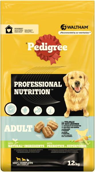 Pedigree Professional Nutrition Adult mit Geflügel und Gemüse - 12 kg - ausgewogene Vollnahrung für ausgewachsene Hunde